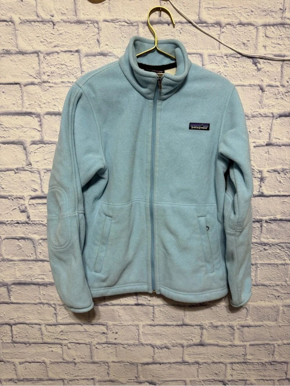 Patagonia baby blue synchilla full zip jacket size S